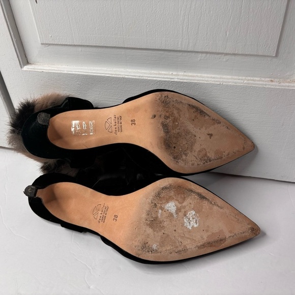 DEE KELLER Velvet Pointed Toe Fur Trim Stiletto Heels Size 7.5 - Picture 8 of 8